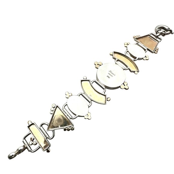 Rare Tricia Young 14K Gold Sterling Silver Pearl Garnet Bracelet - Picture 9 of 9